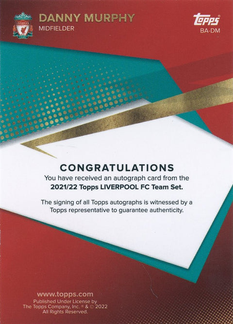 2021/22 Topps Soccer Liverpool Teamset Danny Murphy Auto